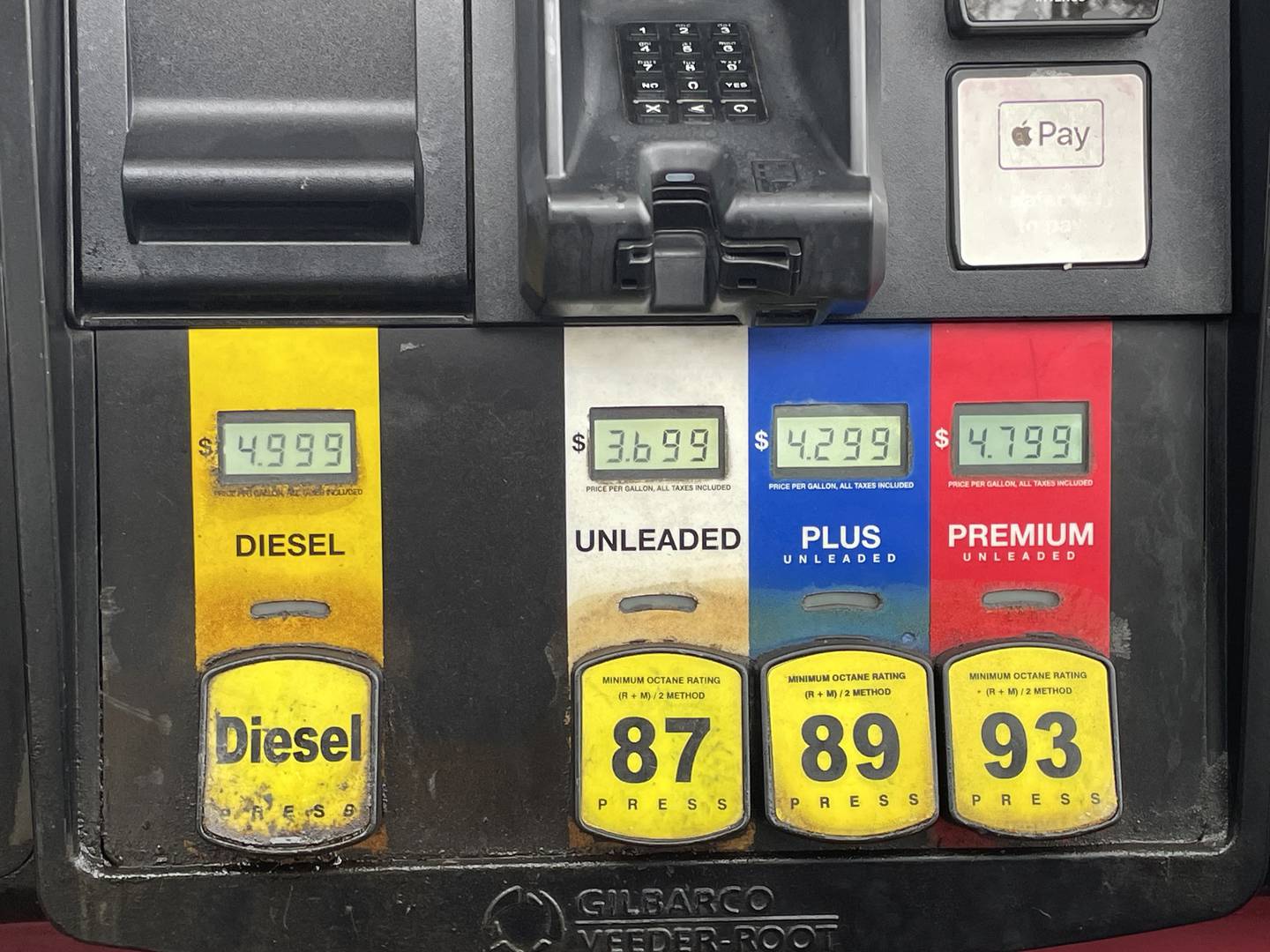 The gas prices at the Speedway at 314 S. Station in Lockport on Friday, March 6, 2026, were $4.99 for diesel, $3.69 for unleaded, $4.29 for unleaded plus, and $4.79 for premium.