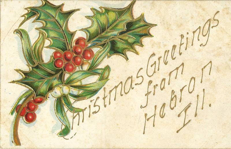 An undated postcard offering Christmas greetings from Hebron.