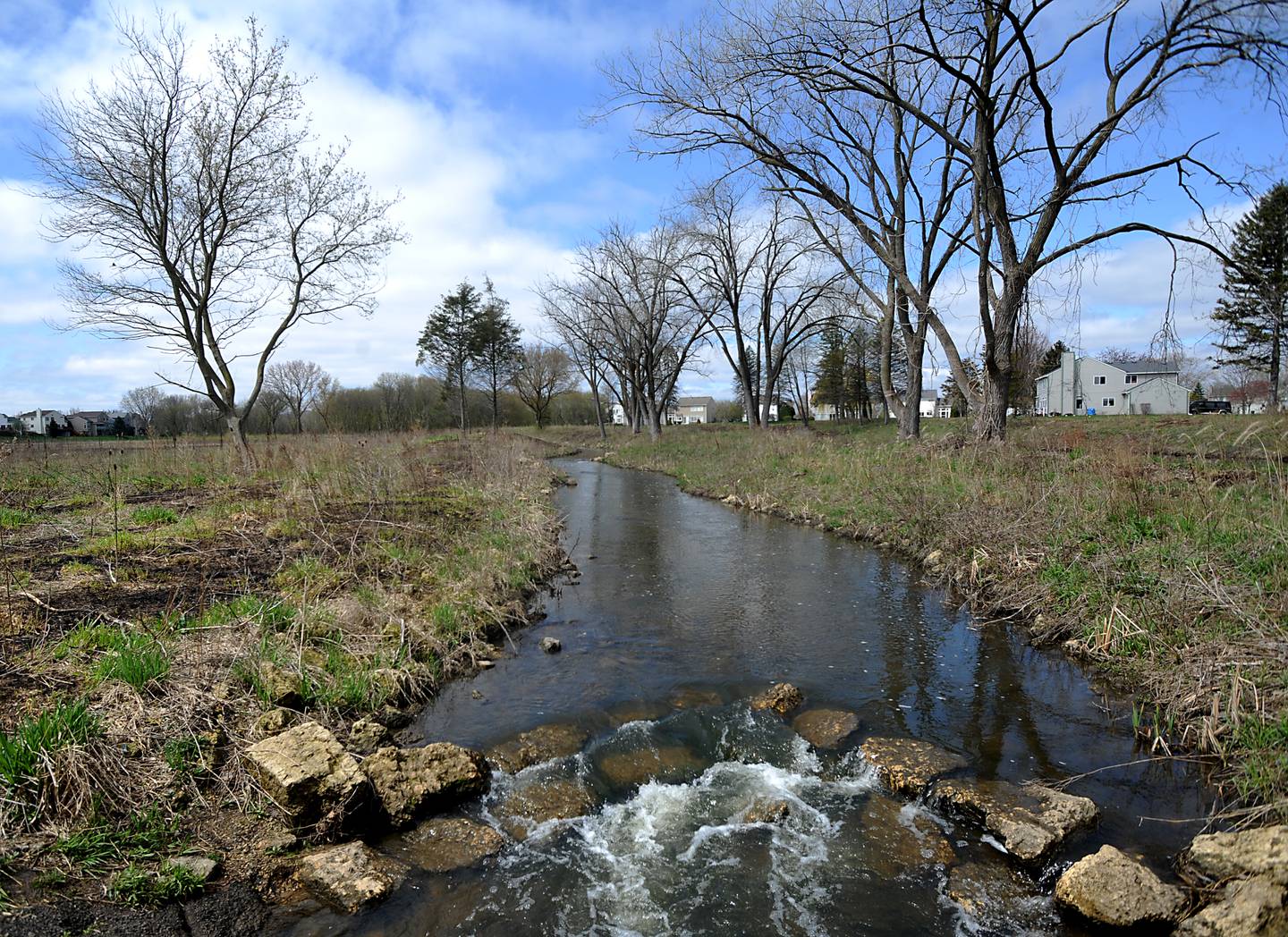 A section of Woods Creek in Lake in the Hills on Wednesday, May 4, 2022, that was restored earlier. Lake in the Hills approved a $1.3 million contract to continue its restoration of the creek.