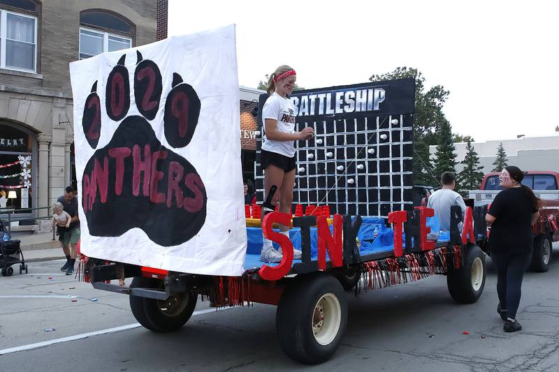 PHS freshman class built a bigger than life Battleship board game for their float for the Thursday, October 2, 2025, homecoming parade.