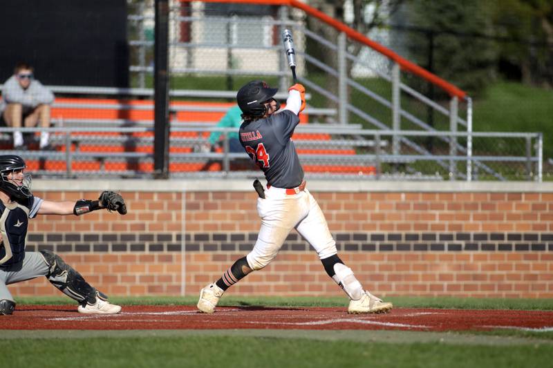 St. Charles East’s Jake Zitella bats during a home game against Geneva on Friday, April 28, 2023. East won 7-6.