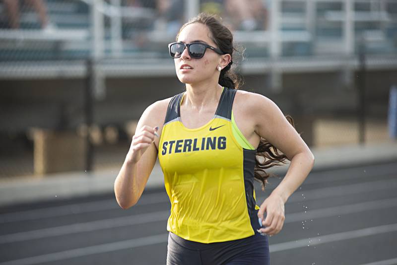 Sterling's Sarah Navarro competes in the 3200 run at the 2A track sectionals in Geneseo on Wednesday, May 11, 2022.