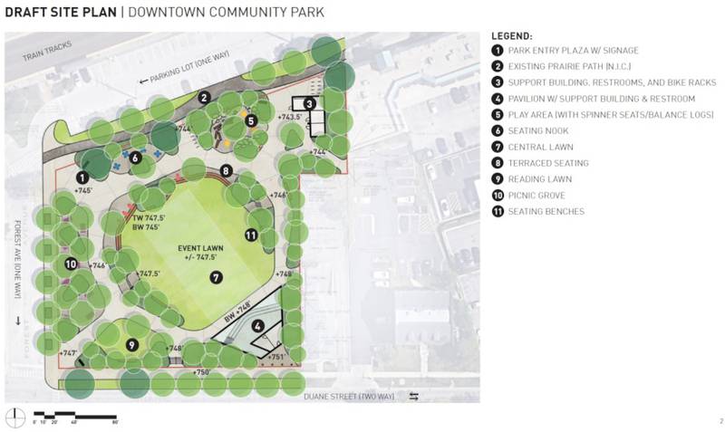 The Glen Ellyn Park District and Village of Glen Ellyn boards have unanimously approved a concept design for the former US Bank property at 453 Forest Avenue in downtown Glen Ellyn.