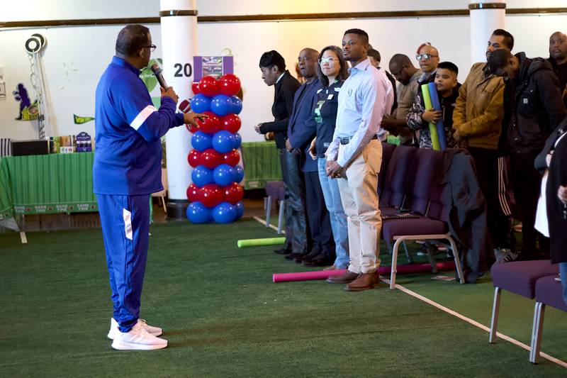 Lonnie Posley, pastor of New Canaan Christian Church, at the Super Soul Bowl Sunday community event on Sunday, Feb. 8, 2026, at the church on 225 E. Clinton St., Joliet.
