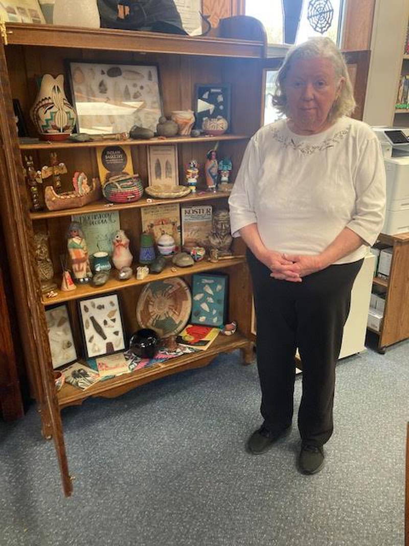 The Putnam County Public Library District in Hennepin has on display Native American artifacts on loan from Lonna Nauman.