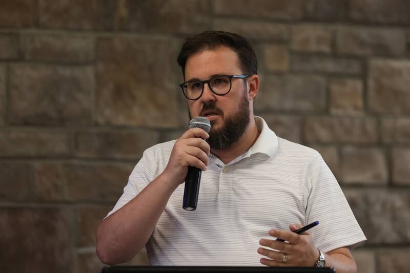 Gregory Peerbolte, CEO of the Joliet Area Historical Museum, speaks at the Juneteenth event hosted by the Joliet Area Historical Museum on Monday, June 19, 2023 in Joliet.