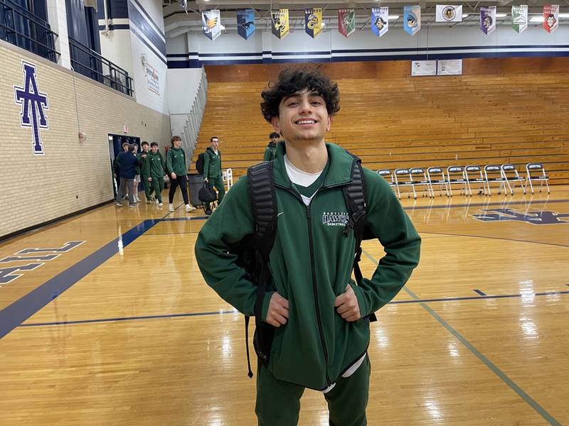 Bartlett senior Shubh Mangrola following Bartlett's 57-49 victory over Bartlett in the Addison Trail Class 4A regional semifinal on Wednesday.