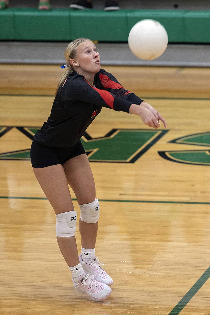 Erie-Prophetstown’s Brynn Brown makes a pass against Rock Falls on Thursday, Sept. 11, 2025.