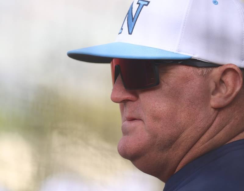 Jim Thome, former Chicago White Sox player and MLB Hall of Fame infielder, coaches Nazareth against Joliet Catholic on Wednesday, April 29, 2026 in Joliet.