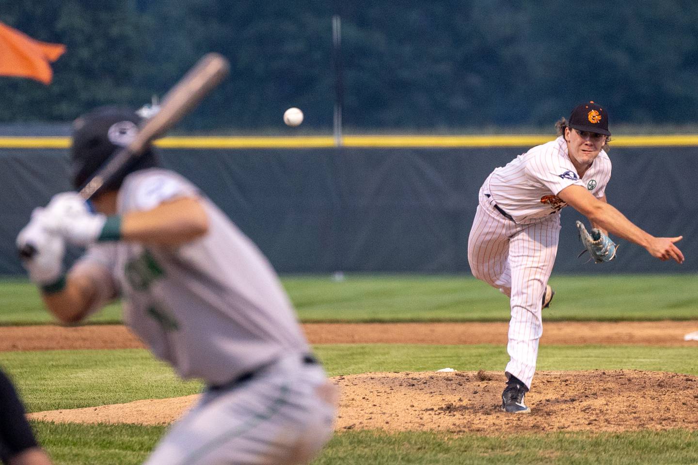 Bryce Loeger (#64) of the Pistol Shrimp starts the final game of the 2025 season against the Clinton LumberKings on Thursday, July 31, 2025, at Schweickert Stadium in Peru.