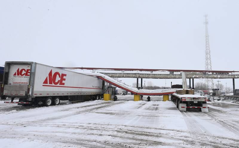 An Ace Hardware semi truck struck the canopy at the fuel pumps on Friday, Jan. 12, 2024 at the Road Ranger in Princeton.
