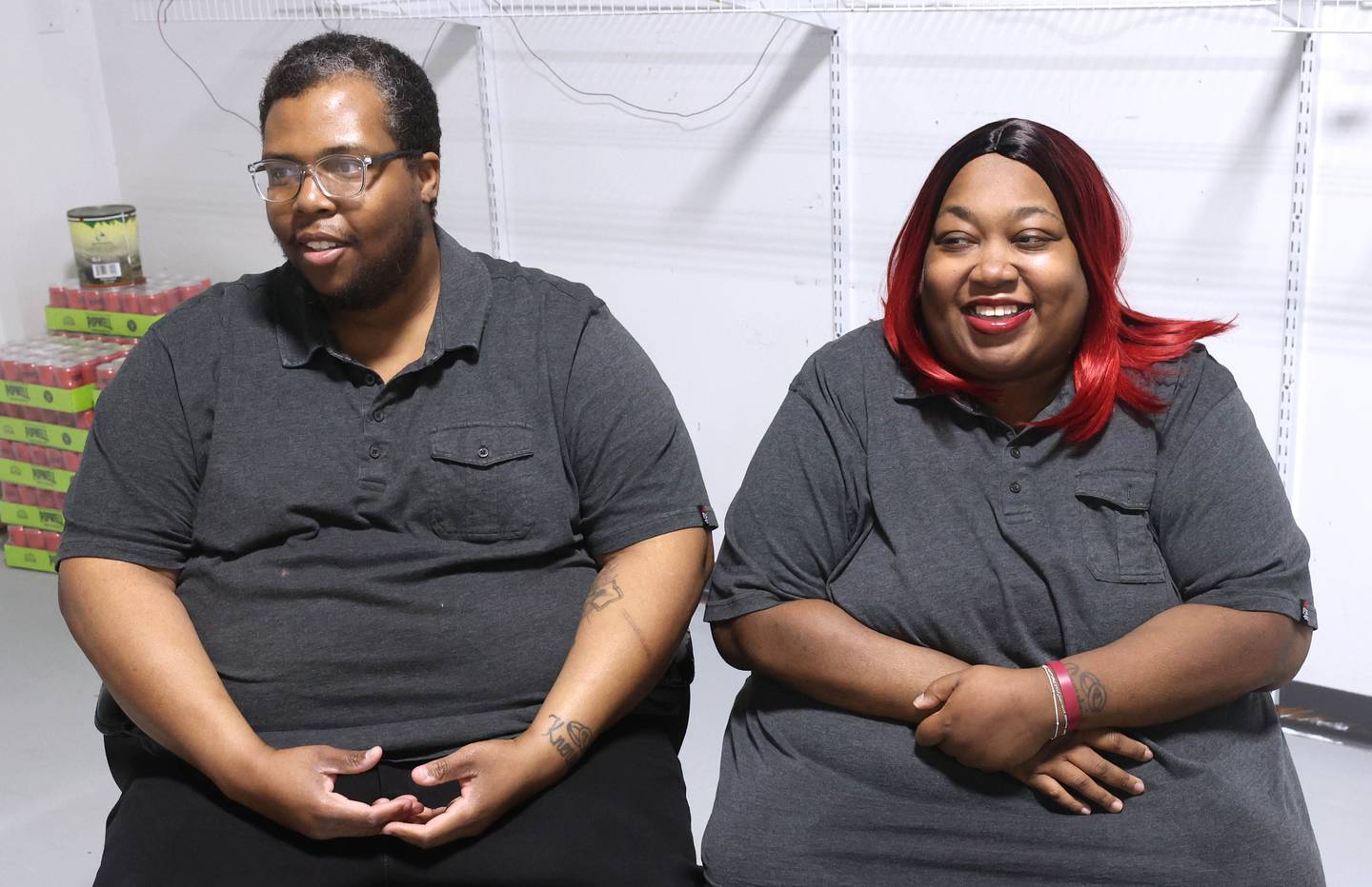 Demetrius Page and his wife Knenosha Fields-Page talk Thursday, Jan. 12, 2026, at the Quick Stop Convenience Store in DeKalb, about their community endeavors and plans to help benefit local residents.