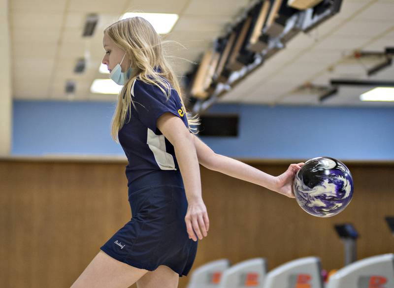 Sterling’s Madison Schmitt makes her approach Monday, Jan. 10, 2022 against Dixon.