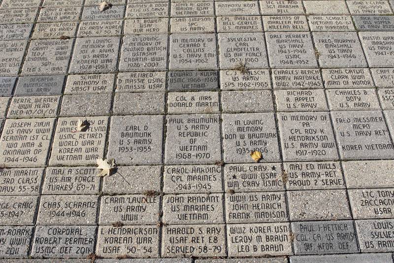 Service personnel bricks are featured at the Paul Baumunk Veterans Memorial at the entrance to the Lindenhurst Village Hall on November 11th.
Photo by Candace H. Johnson for Shaw Local News Network