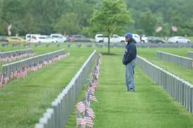 At Abraham Lincoln National Cemetery,  memories one flag at a time