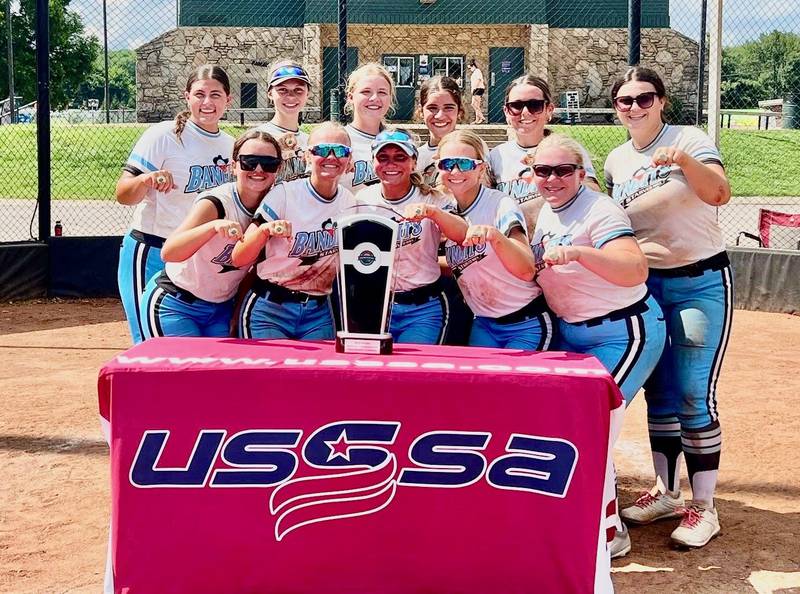 The Starved Rock Bandits, a who’s who softball team from the Illinois Valley, played in the South East USSSA Nationals last week in Nashville (16U Open) division. They went undefeated in seven games, defeating teams from New York, Georgia, Tennessee, Minnesota and Illinois to win the title.  For the year, they were 46-9. The core of the team (six girls) have been playing together since 9U. Caroline Keutzer of Princeton was the Tournament MVP. Team members are (front row, from left) Makenzie Chamberlain (L-P), Brynley Glade (Serena), Karmen Piano (L-P), Shayla Turczyn (L-P) and Macy Strauch (St. Bede); and (back row) Ava Balestri (St. Bede), Caroline Keutzer (Princeton), Caroline Morris (Hall), Lily Bosnich (St. Bede), Sylvie Rutledge (Princeton)and Sydney Delphi (L-P).  Coaches are Scott Shirley and Scott Bauer.