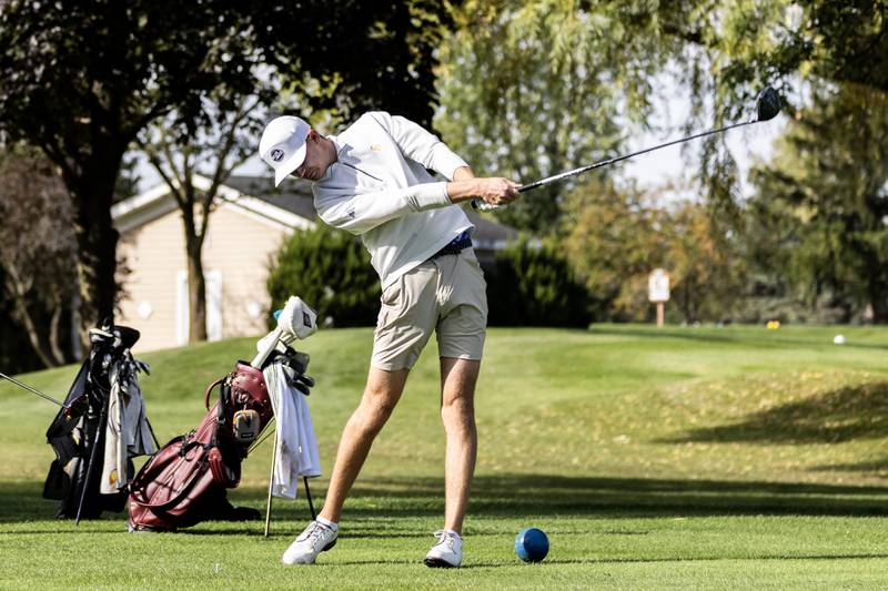 Sandburg’s Michael Boll competes in the IHSA Boys’ Class 3A Regional at Green Garden in Frankfort on Oct. 1, 2025.