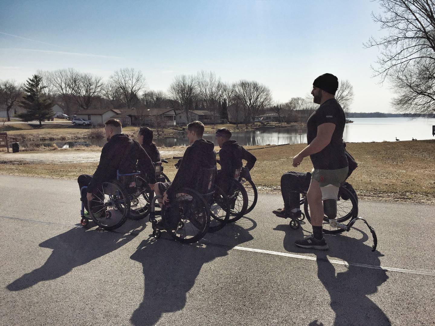 An adaptive triathlon is part of how veterans spend part of their week at the Oscar Mike facility in Poplar Grove.