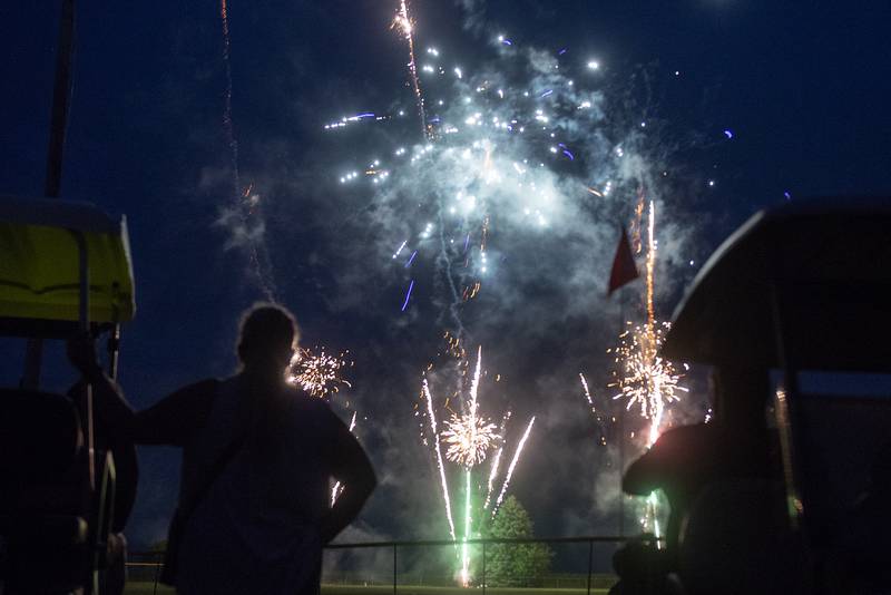 Spectators watch as fireworks fill the sky above Tampico Friday, July 15, 2022.