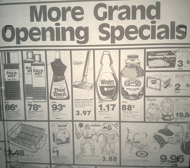 A view of the grand-opening specials from the Wal-Mart ad when the store first opened on Tuesday, April 1, 1986 in Peru.