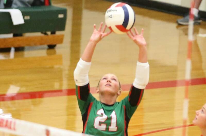 L-P's Karmen Piano sets the ball in the air against Sycamore on Tuesday, Oct. 15, 2024 in AJ Sellett Gymnasium at L-P High School. x