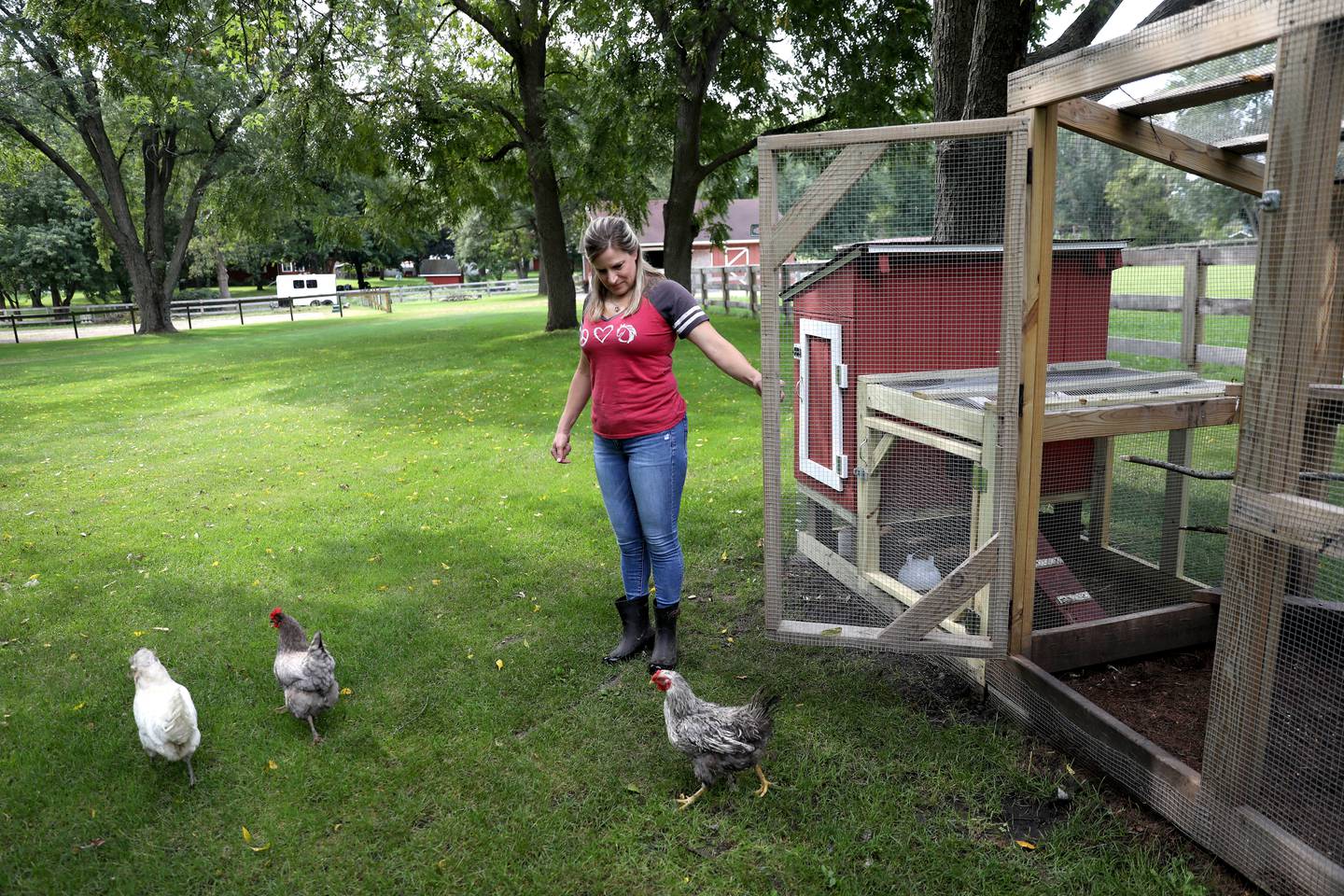 Campton Hills resident Julie Domaracki owns two horses and five chickens. She is concerned that the village's rezoning efforts will restrict horses by requiring special use permits and require licenses for chickens.