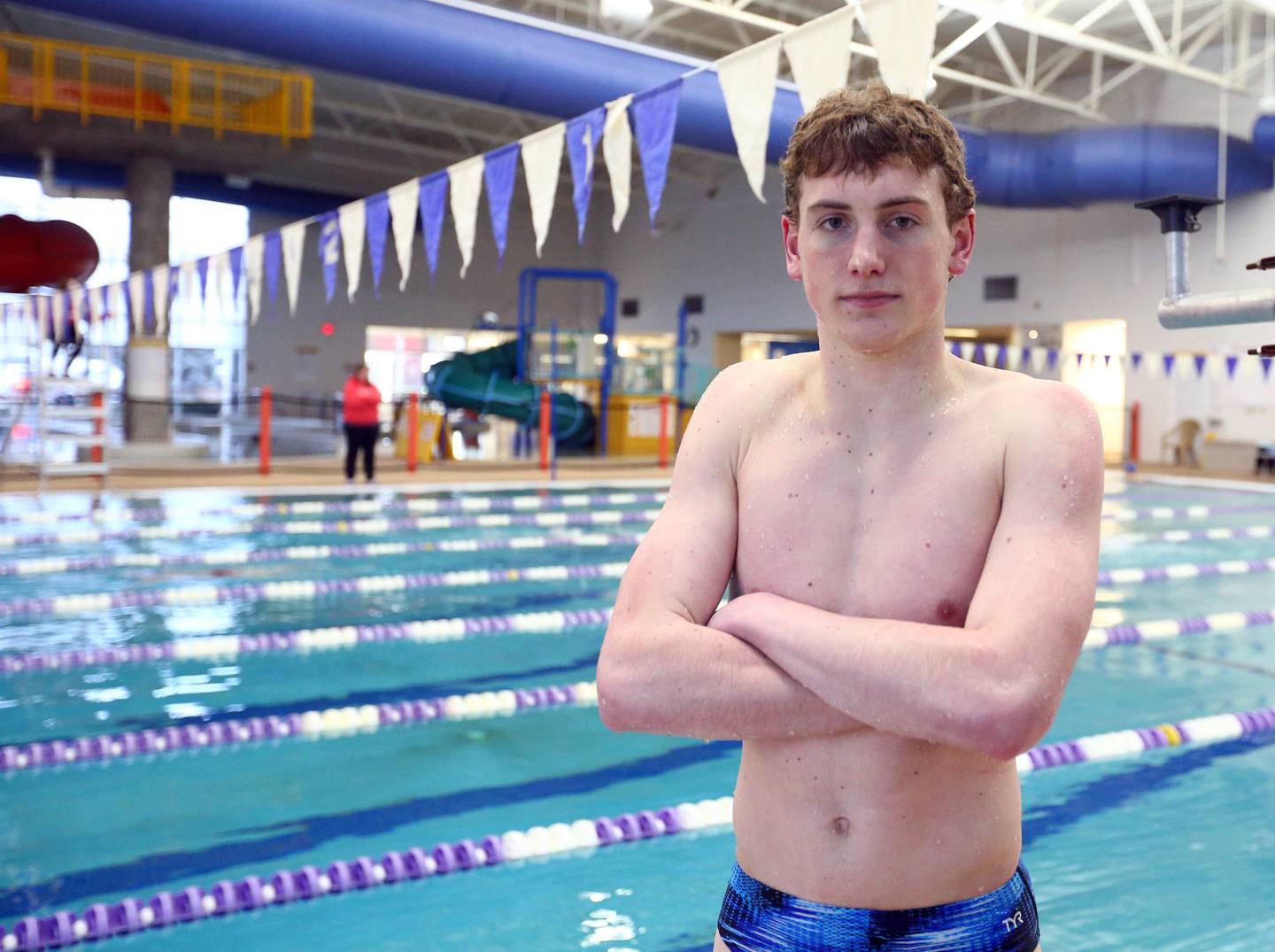 Caden Brooks, a senior at Princeton High School poses for a photo at the Illinois Valley YMCA in Peru on Thursday, Feb. 24, 2022 in Peru. Brooks, is competing at the IHSA State Swimming finals this weekend in Westmont.