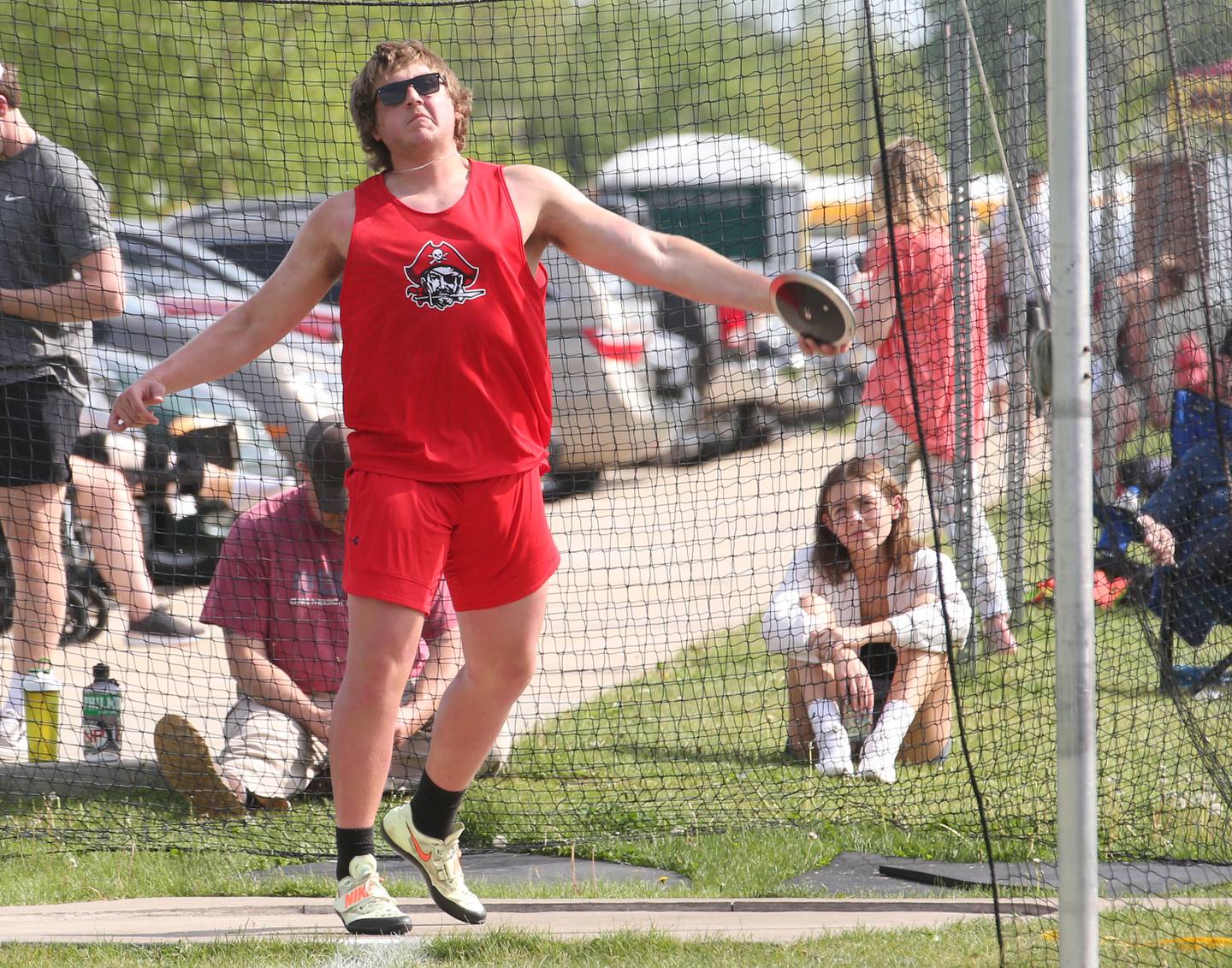 Ottawa's Michael Mills throws discus during the I-8 Boys Conference Championship track meet on Thursday, May 11, 2023 at the L-P Athletic Complex in La Salle.