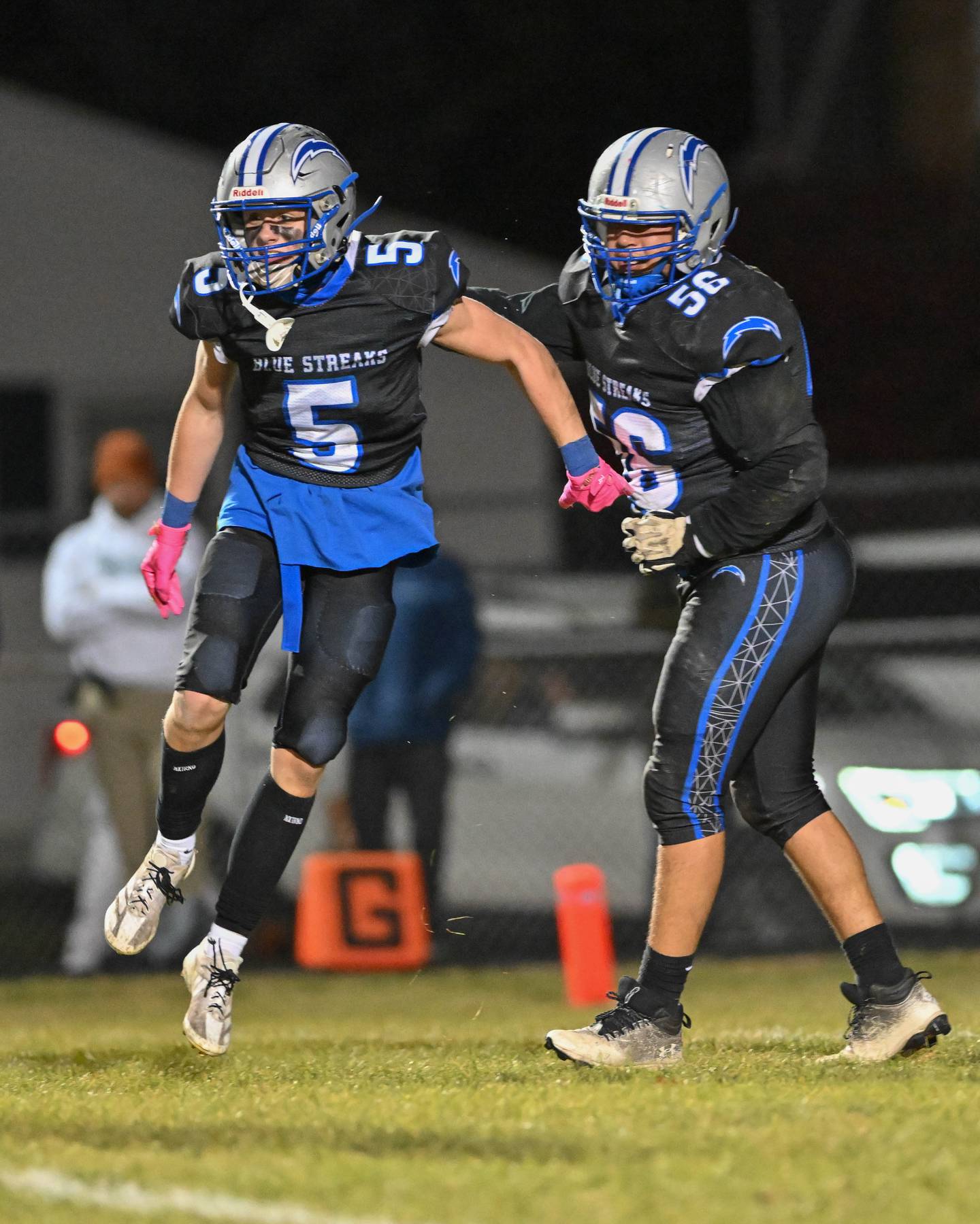 Woodstock's Charlie Walrod preparing to the start of their game against Kishwaukee River Conference and crosstown rival Woodstock North on Friday, Oct. 25, 2024 at Woodstock H.S.