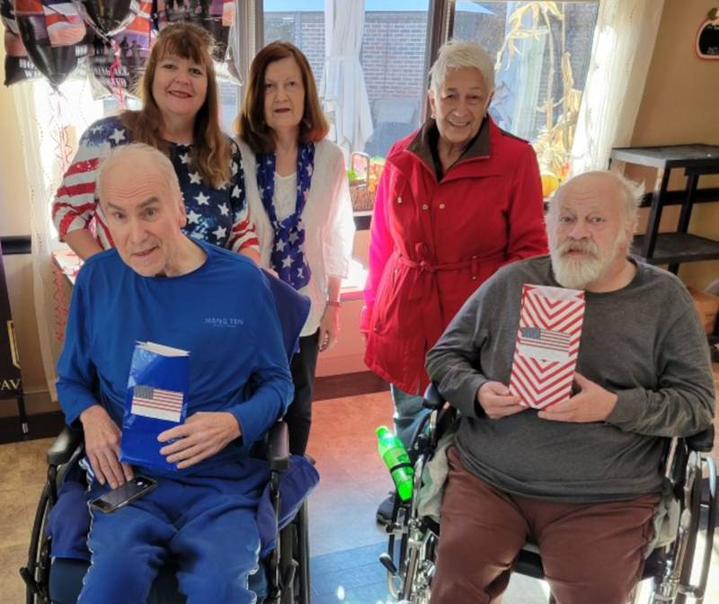 Members of the Sandwich VFW Auxiliary of Post 1486 took treats and visited with veterans at Pavilion on Main Street and Sandwich Rehab.