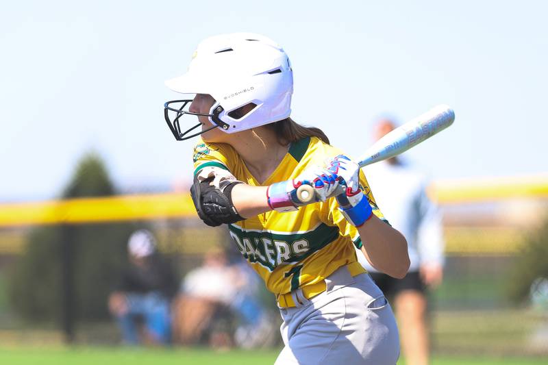 Coal City’s Rese Symons locks in on a pitch against Wilmington on Monday, March 30, 2026 in Coal City.