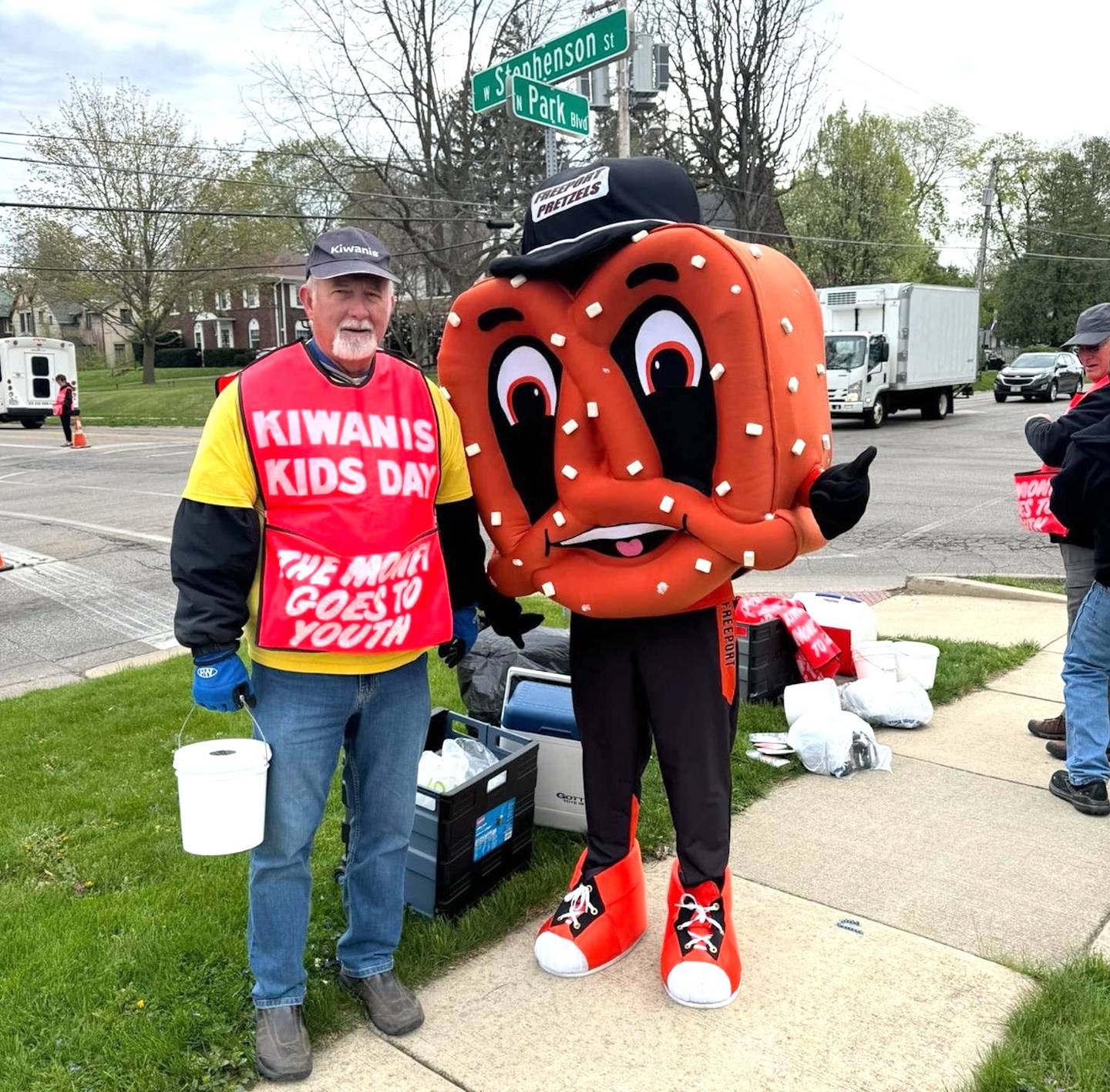 Mr. Twister, the mascot of the Freeport High School Pretzels, is a mainstay around the community.