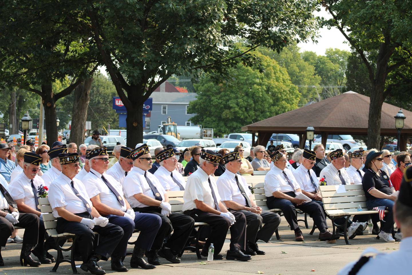 A view of Central Memorial Park in Sterling during a Sept. 11, 2021, ceremony. The area adjacent to the gazebo — in the background — will be where a new splash pad recreation spot will be located.