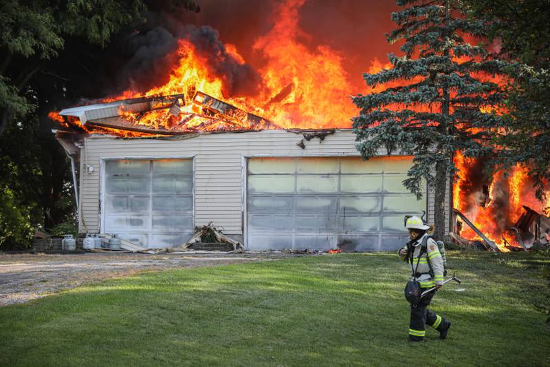 Six dogs remain missing and a home was a total loss after a fire near Woodstock Aug. 8, 2025.