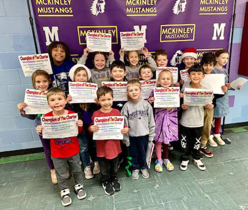 McKinley Elementary in Ottawa named its December 2023 Champion of the Charter.
McKinley Elementary in Ottawa named its December 2023 Champion of the Charter. The students are Fisher C., Ben S., Trent D., Ekambir S., Miles P., Cora G., Owen D., Austyn K., Jack S., Gianna R., Jack A., Grant C., Raeliegh F., Summer A., Hadlee T., Vincent T., Rainee J., Aiden W. The school does not release the last names of the students.