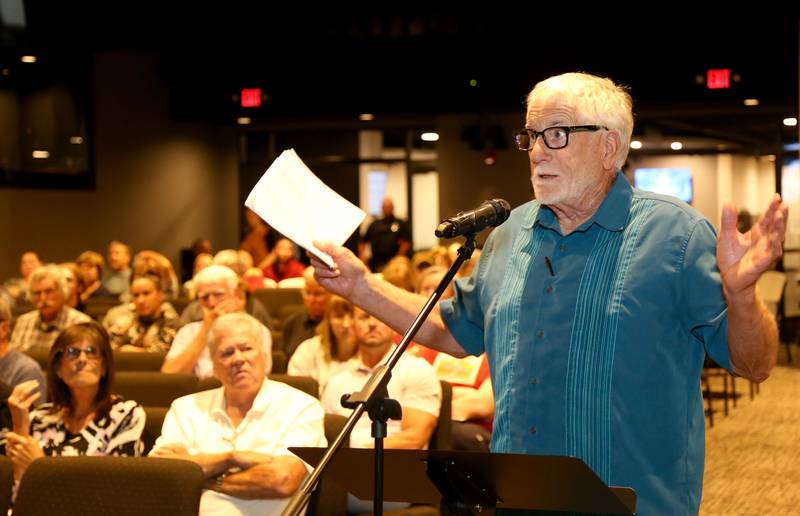 Mike Smith speaks at the Special Plan Commission Meeting on Monday, Aug. 12, 2024 in Sugar Grove.