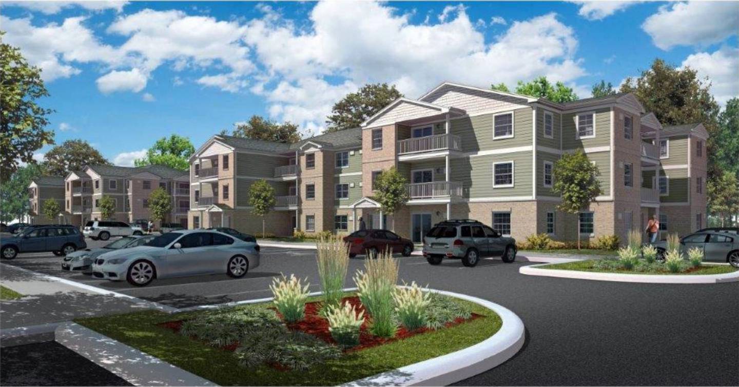 A rendering provided to the city of McHenry by Cunat Inc. shows what apartment buildings might look like along Route 31 at Veterans Parkway in McHenry.