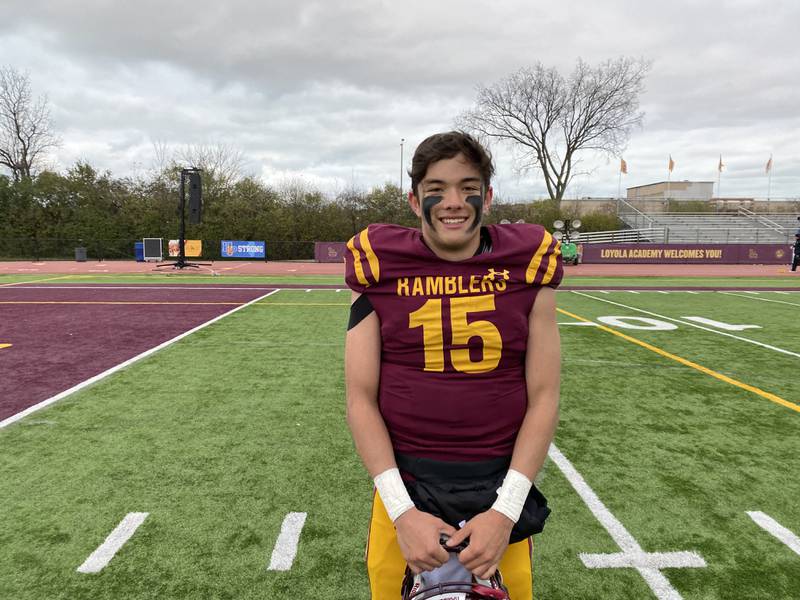 Loyola quarterback Jake Stearney threw four touchdown passes in the Ramblers' 30-17 Class 8A quarterfinal win on Saturday in Wilmette.