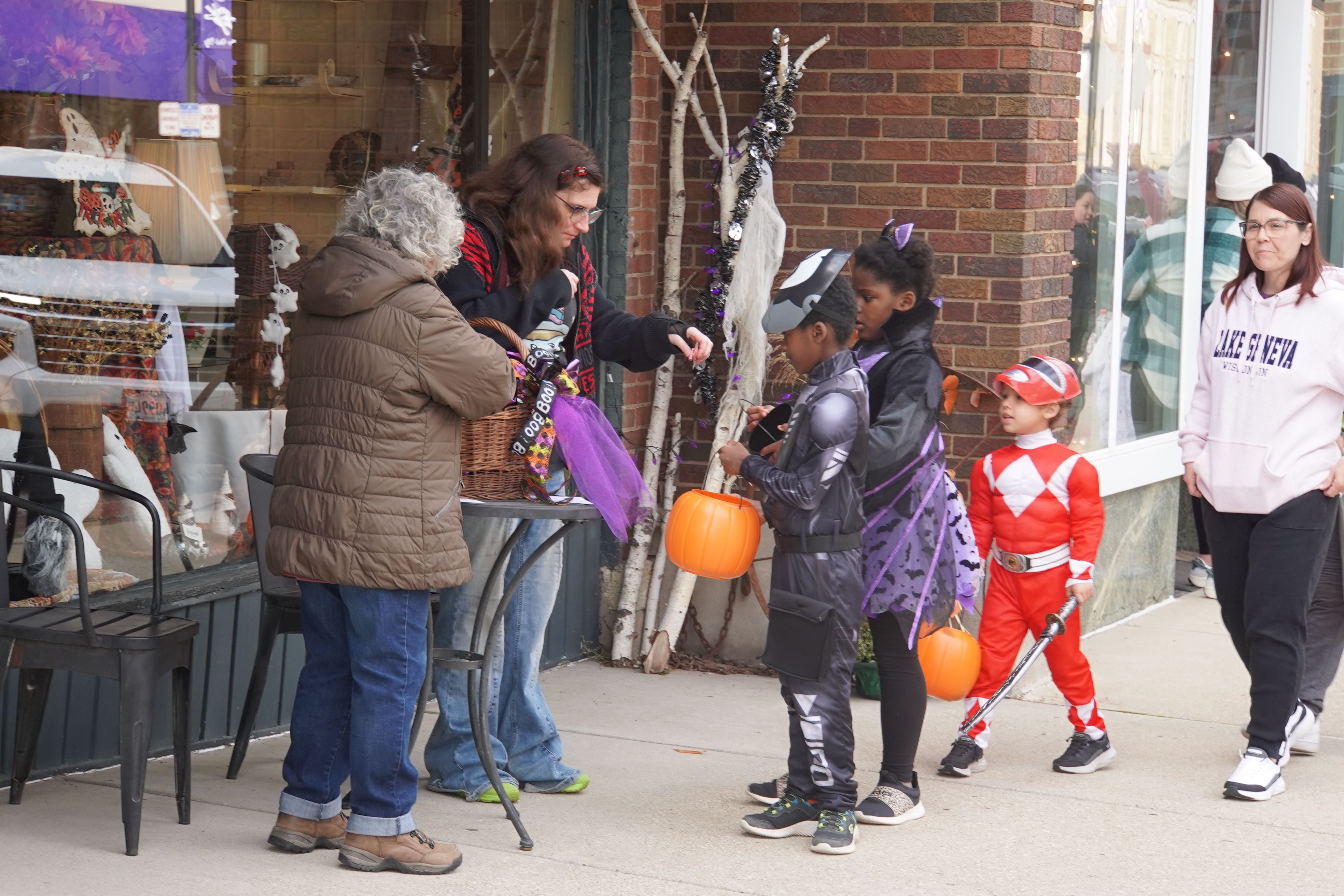 On Halloween on Friday, Oct. 31, 2025, the annual Downtown Trick or Treat event was held in Rochelle. Shown are trick or treaters at Colonial Flowers.
