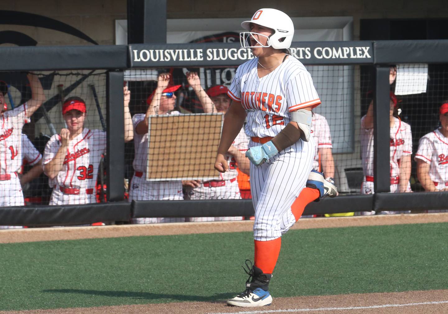 Oswego's Aubriella Garza heads for home after hitting a home run against Barrington during the Class 4A championship game on Saturday, June 14, 2025 at the Louisville Slugger Sports Complex in Peoria.