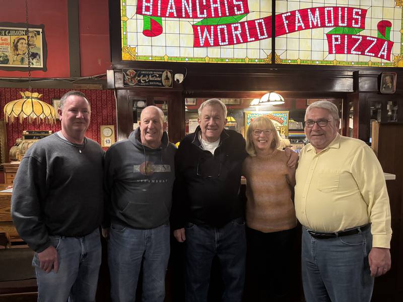 (From left) Patrick Feehan, Bob Carretto, Larry Johnson, LouAnne Carretto and Jay LeSeure are celebrated Thursday, Jan. 9, 2025, as original Ottawa First members.