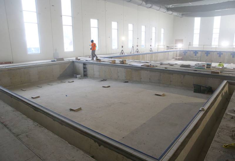 A view of the new swimming pool in the new YMCA building on Wednesday Jan. 24, 2024 in Ottawa.