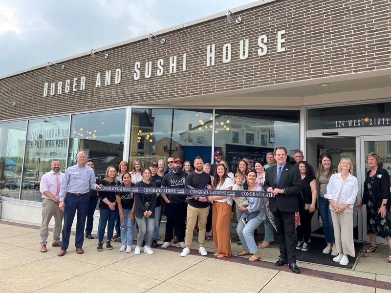 Burger and Sushi House celebrated its opening with a ribbon-cutting ceremony May 19, 2023 at its 124 W. State Street location in Geneva.