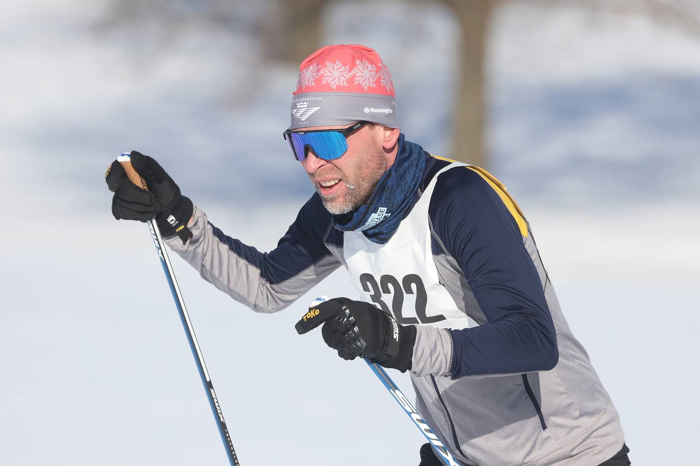 Alexander Loney, of Glen Ellyn, heads into the final lap in the Joliet Nordic Ski Club 12k race on Saturday, Jan. 20th, 2024 at Woodruff Golf Course in Joliet.