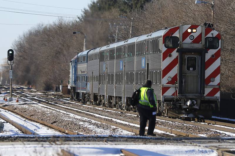 A Metra train in the Crystal Lake rail yard on Thursday, Jan. 23. 2025. Metra plans to move the rail yard from Crystal Lake to an area off Lamb Road north of the train tracks in Woodstock.