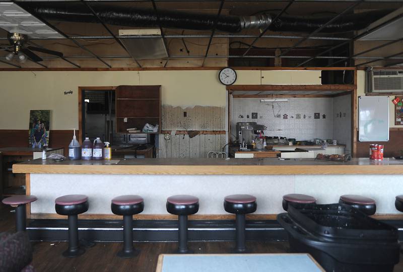 A view of the inside of the old Solon Mills Train Depot on Wednesday, April 20, at 8612 Route 12 in Richmond. The building is looking for a new home. The depot dates back to the early 20th century, but for more than 50 years, the depot housed a restaurant that recently closed.