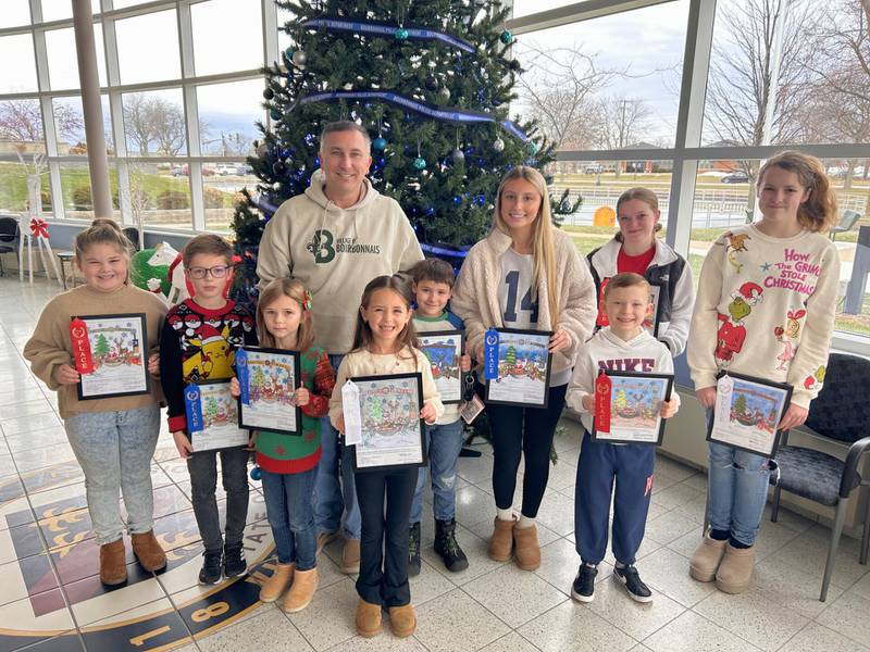 Some of the winners from the Sixth Annual Very Merry Coloring Contest hosted by The Village of Bourbonnais.