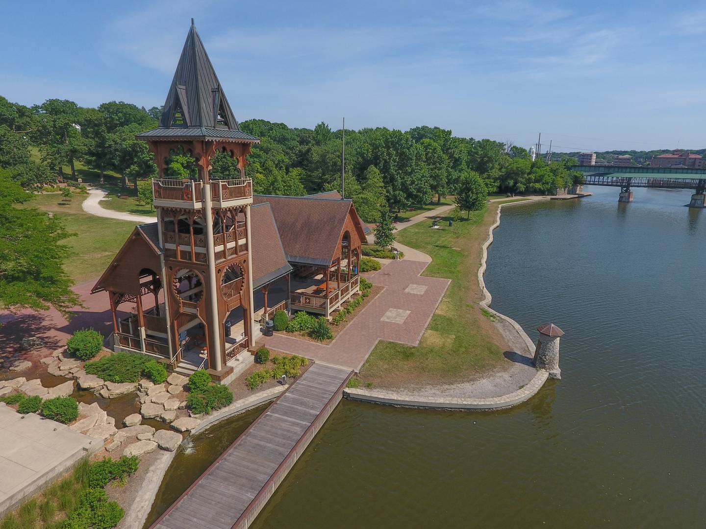 The 47-acre Pottawatomie Park along the east bank of the Fox River in the heart of downtown St. Charles is a one-stop super fun destination.