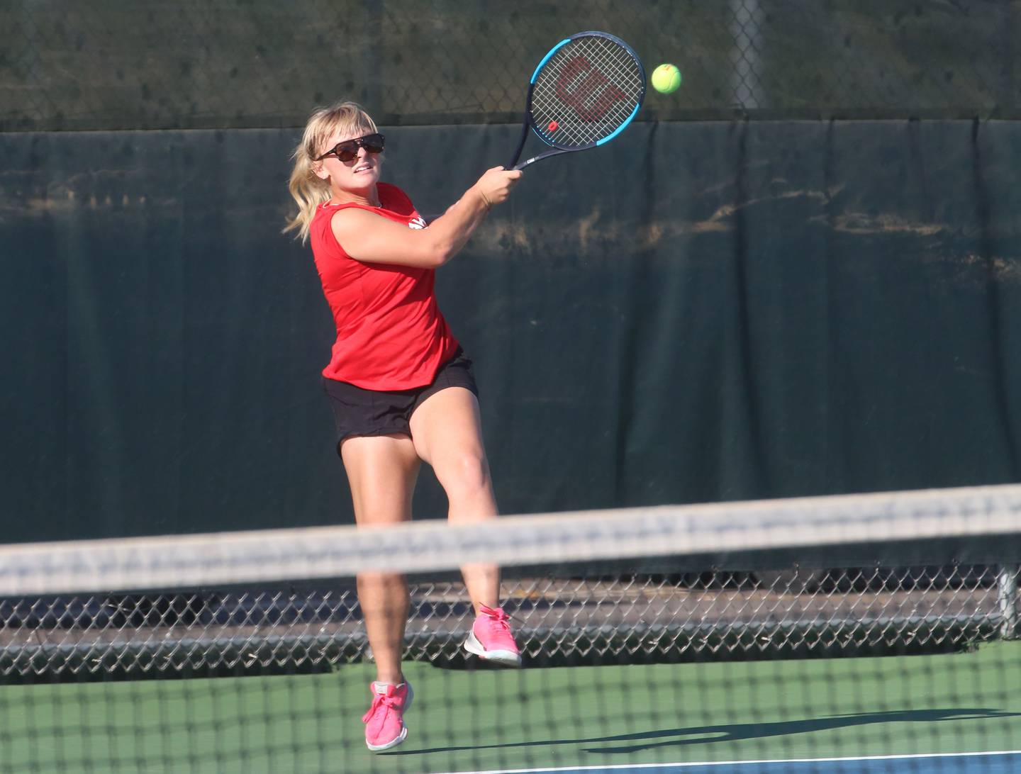 Ottawa's Reese Purcell plays tennis on Tuesday, Sept. 16, 2025 at Ottawa High School.