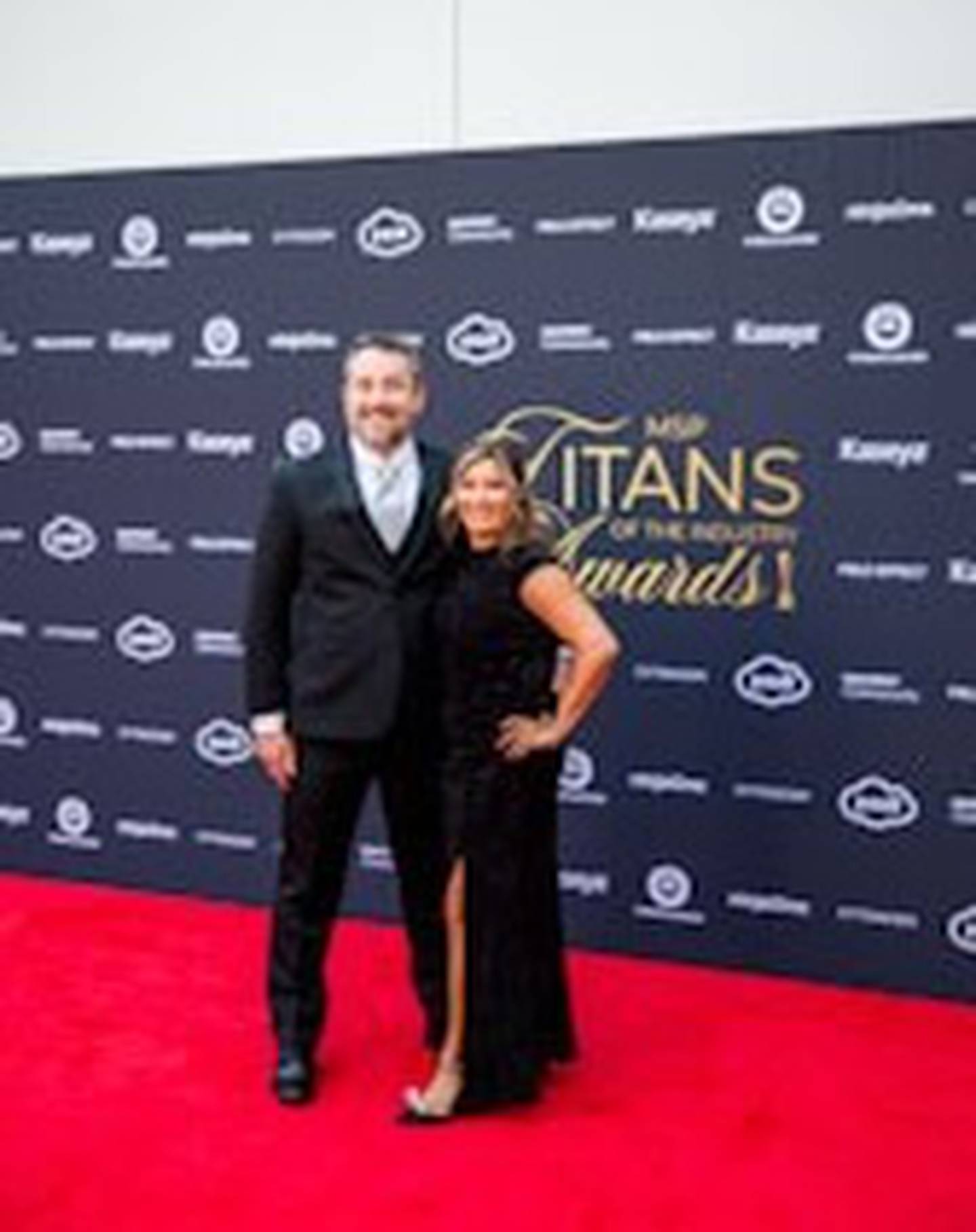 Husband and wife Jason and Kelly Hamende are on the red carpet at December's 2025 MSP Titans of the Industry Awards ceremony in Beverly Hills, California. He is president and CEO of Advanced Computer Specialists in Bradley, and she is director of marketing and business development.